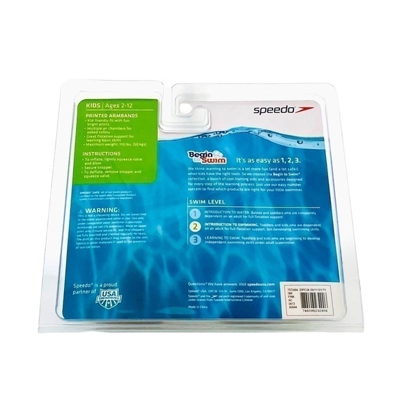 NIB SPEEDO Kids Printed Armbands Fabric Armbands Swimming Armbands - Picture 2 of 2